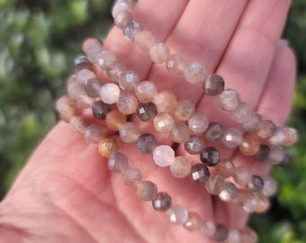 Faceted Sunstone + Moonstone Bracelet - 4mm | Intuition, Confidence, Flow