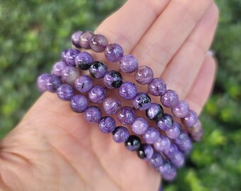 Charoite Beaded Bracelet - 6mm | Transformation, Courage, Growth