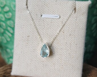 Aquamarine Faceted Pendant 03 | .925 Sterling Silver Chain