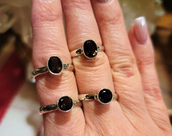 Smoky Quartz Ring || .925 Sterling Silver - sizes 6-8