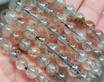 Golden Rutile Quartz Bracelet: 6mm Crystal Energy Jewelry