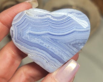 Blue Lace Agate Heart | Peaceful Communication & Emotional Calm