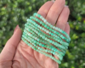 Chrysoprase Beaded Bracelet - 4mm | Optimism, Joy, Growth