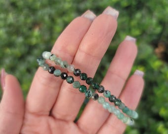 Faceted Emerald Bracelet - 4mm | Compassion, Abundance, Growth