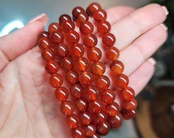 Carnelian Bracelet - 8mm Beads - Passion, Creativity, Stability