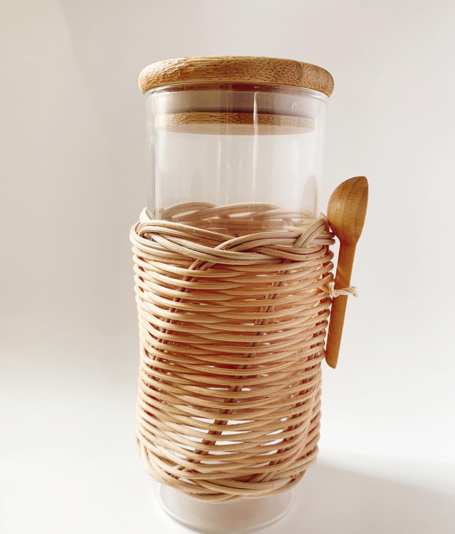 Wicker Jar Woven Rattan Jar Modern Farmhouse Decor Bohem Etsy