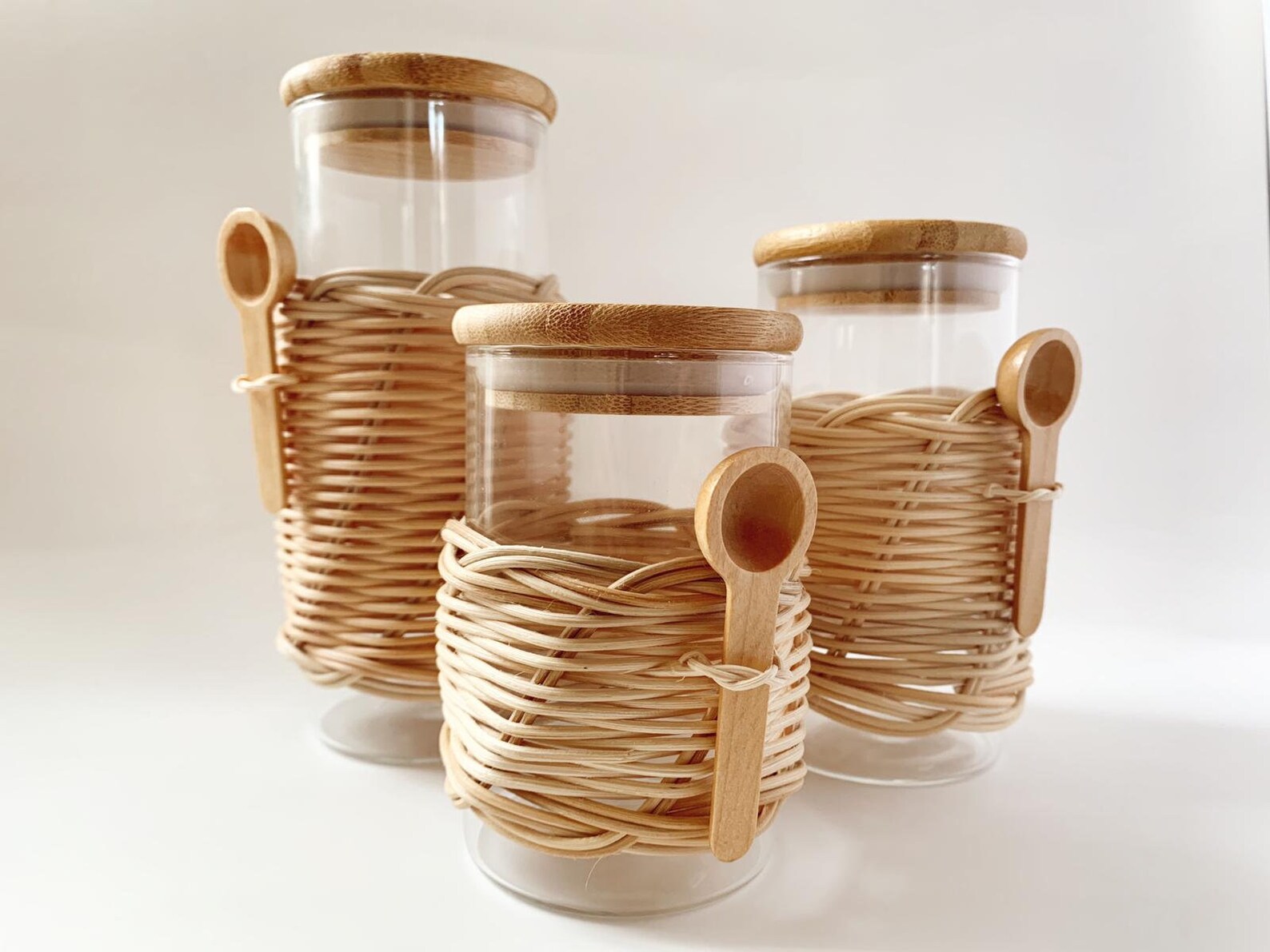 Wicker Jar Woven Rattan Jar Modern Farmhouse Decor Bohem Etsy