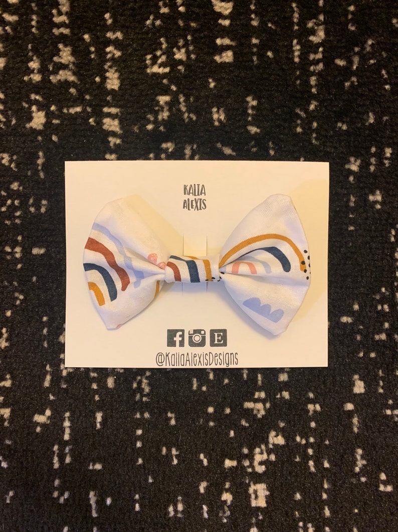 Cotton Pinch Bow 4\u201d Rainbow Cotton Bow Clip Rainbow Pinch Bow