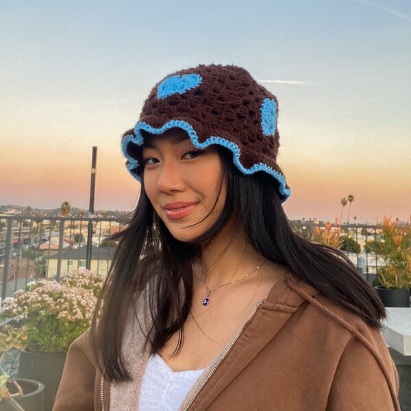 Crochet Heart Bucket Hat