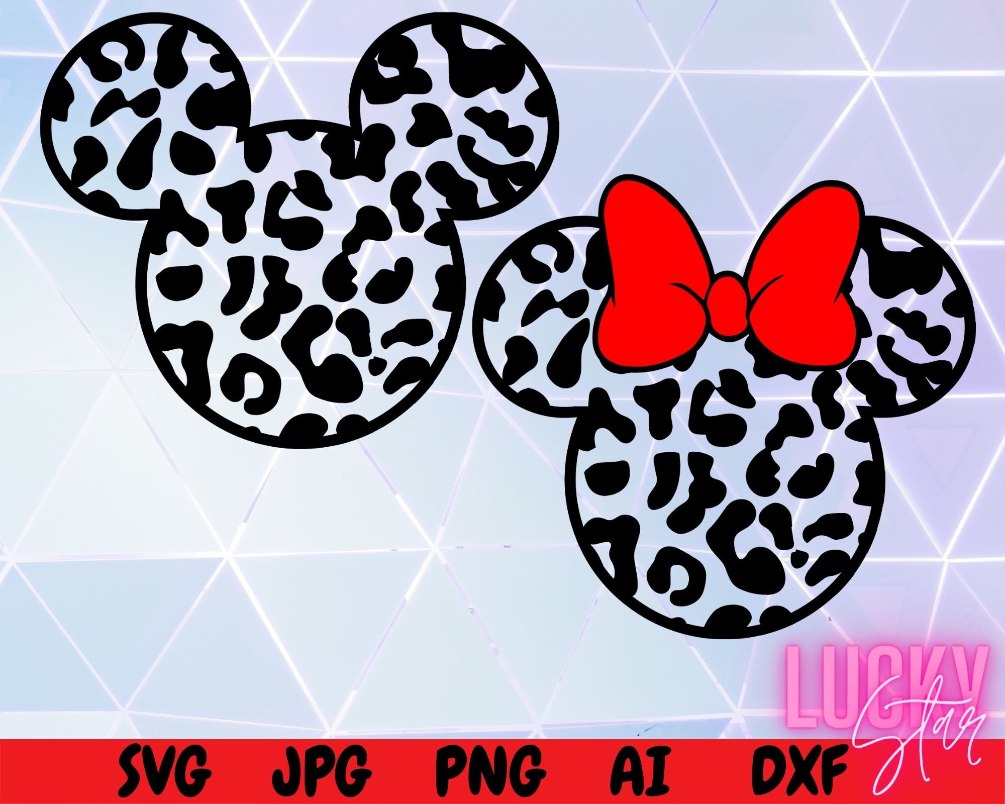 Leopard Print Mickey Head SVG Leopard Minnie Mouse SVG | Etsy