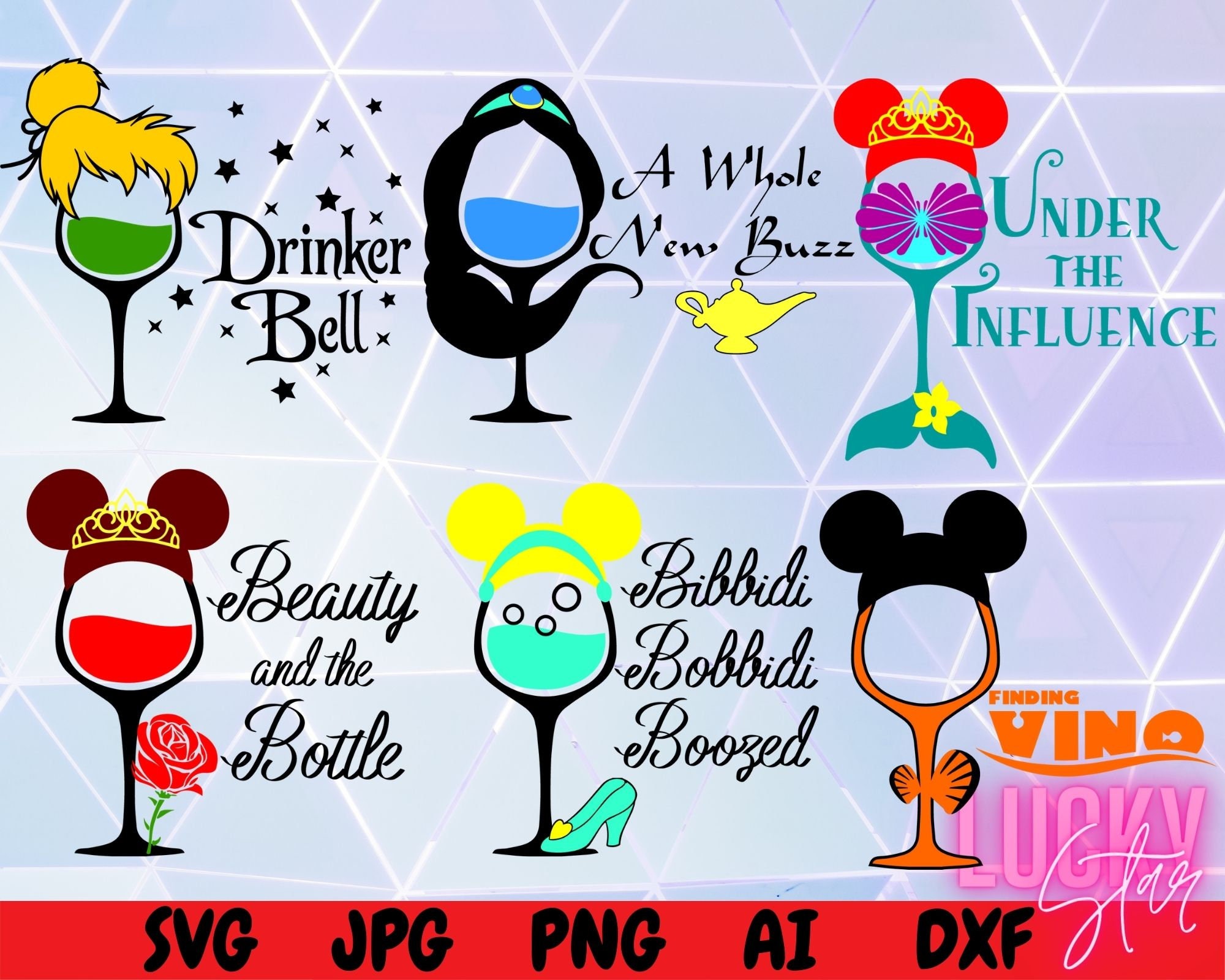 Disney Princess Wine Glass SVG Drunk Princess SVG Etsy