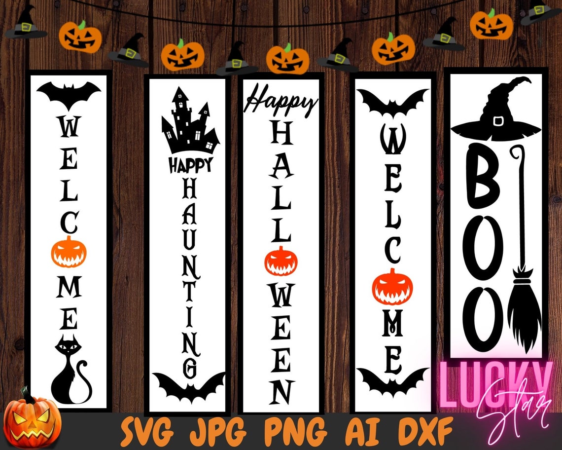 Halloween Porch Sign SVG Bundle Digital download Welcome  Etsy