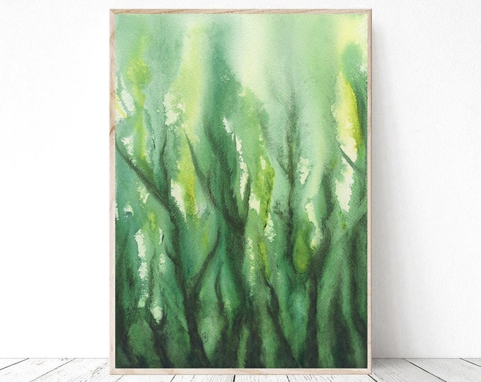 Watercolor Abstract Printable Wall Art Seaweed Print, Watercolor Seaweed, Coastal Wall Art, Beach Decor, Coastal Print, Cottage Wall Decal