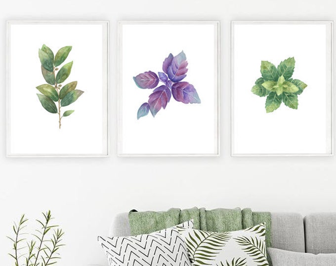 Set of 3 Botanical Wall Art, Printable Watercolor Botanical Print, floral wall art, Floral Print botanical Wall Decor Gift