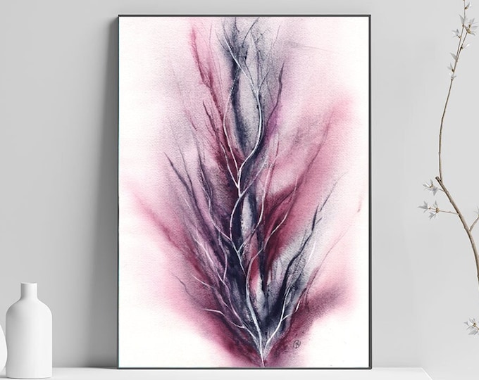 Watercolor Abstract Printable Wall Art Purple Digital file Print Downloadable Art Magic fantasy Vertical