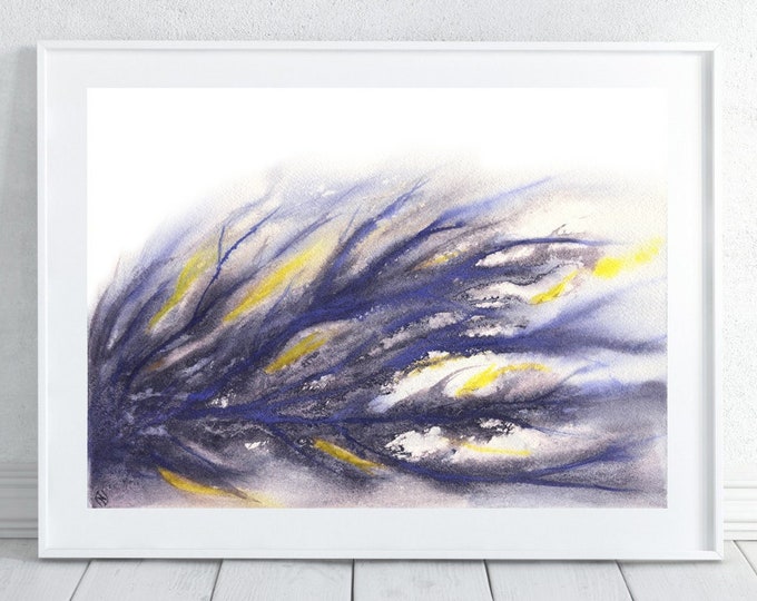 Watercolor Abstract Printable Wall Art Landscape Purple Digital file Print Downloadable Art Magic fantasy Horizontal