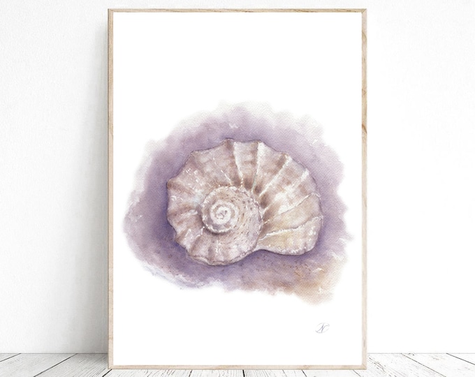 Sea Shell Print, Watercolor Wall Art, Beach Nursery Decor, Coastal Home, Printable Wall Art from Original Watercolor Painting, Seashell Art