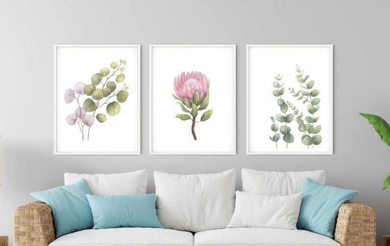 Set of 3 Botanical Wall Art Printable Watercolor Botanical - Etsy
