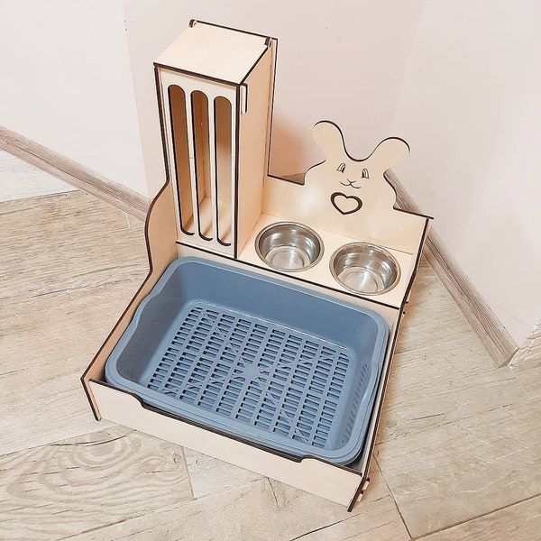 Rabbit Bunny Hay Feeder and Litter Pan Combo Hay stand 3in1  Pet Toilet, Hay Rack, Rabbit Supplies Exclusive products for rabbits