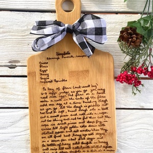 Handwritten recipe transferred, engraved on cutting board, Gift for Grandma, Mom, Nonna, Abuela, Oma, Nana, family recipe memory keepsake