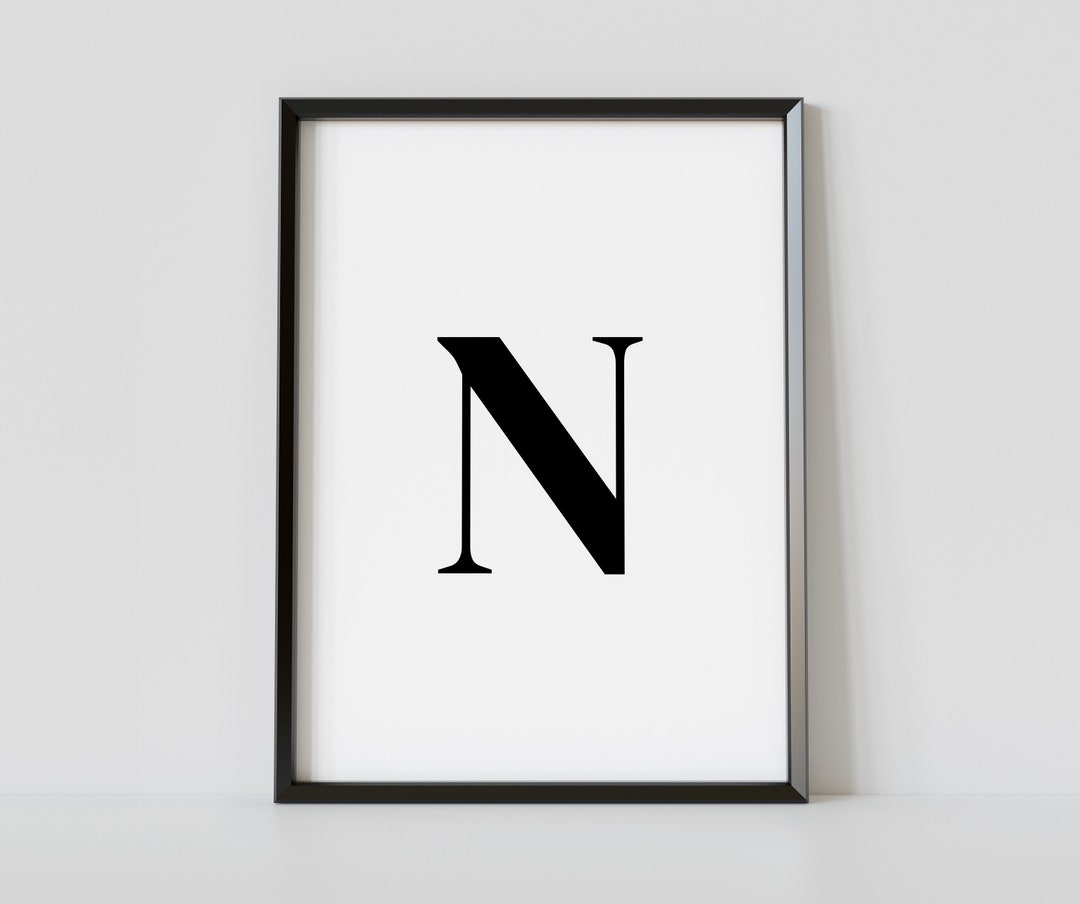 Letter N Poster Letter N Wall Art Letter N Print Letter N Etsy