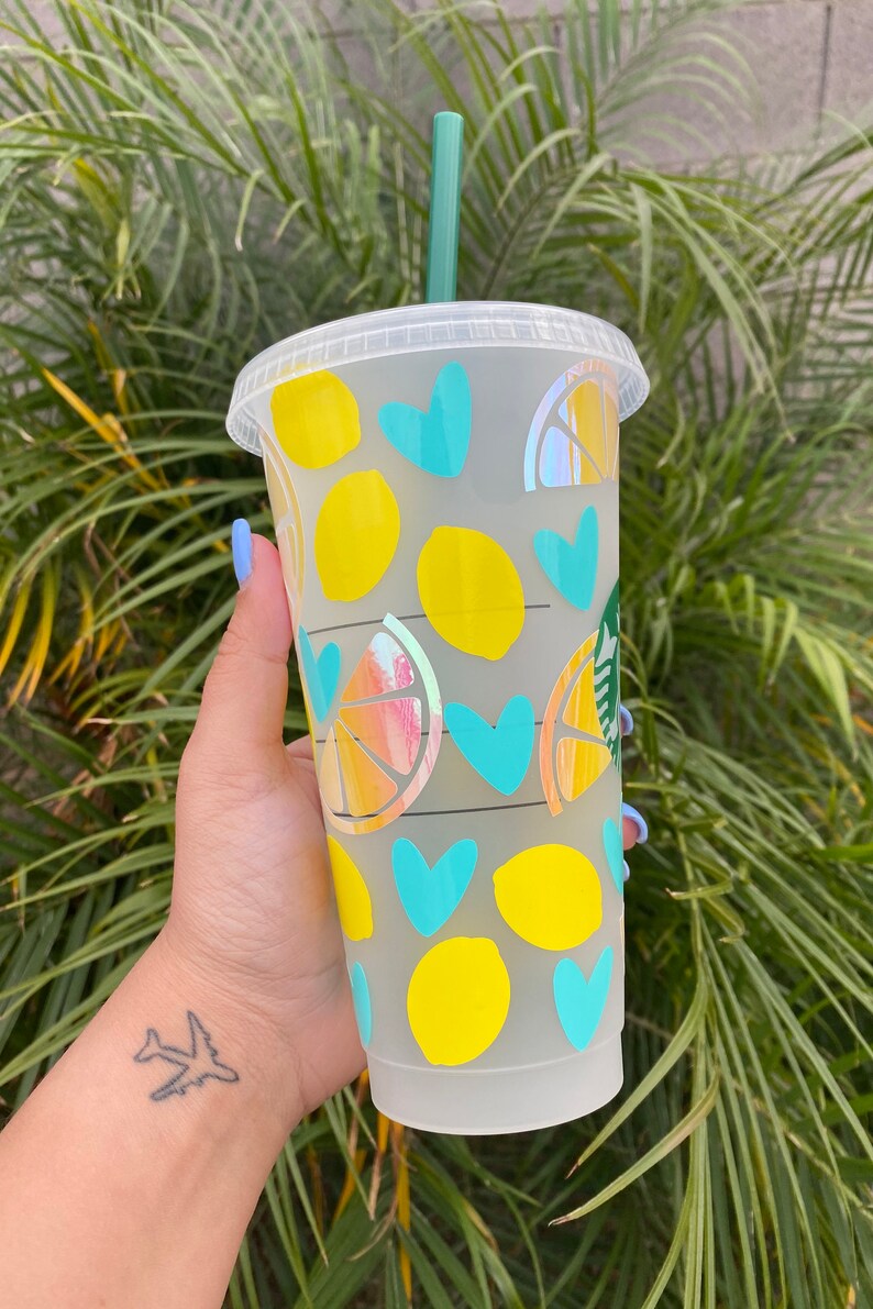 Lemon Starbucks Cup Lemon Tumbler Spring Starbucks Cup Etsy