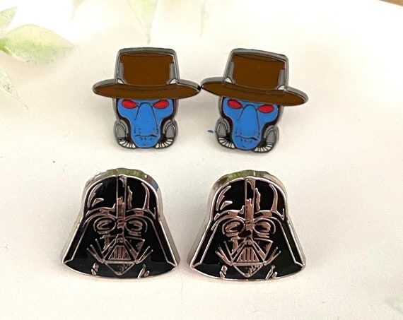 Dark side helmet earrings, Stud Earrings, hard enamel, May 4th