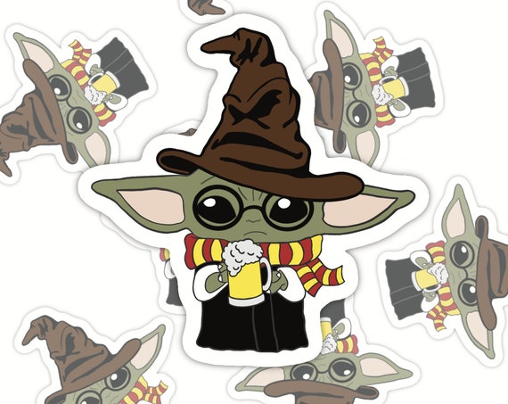 Baby Y Vinyl Sticker, Baby Yoda Harry ,Waterproof sticker, Trendy Stickers, Water Bottle Sticker, Laptop Sticker