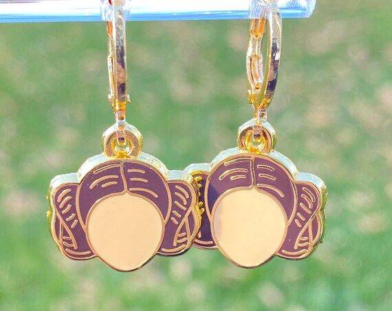 Princess earrings, Hoops dangle Earrings, earrings, hard enamel gold plating