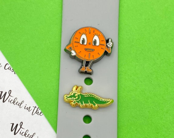 Mischief alligator, minutes charm screw backing apple watch charm s, Apple watch accessories, band button apple watch, Fibit charm band