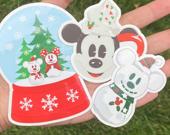 Mouse Christmas stickers, Snowman, Snow globe, Mouse mug Sticker