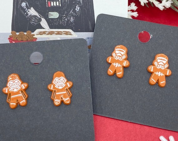 Darth Vader cookie, Gingerbread earrings, Christmas gift, Star Wars Christmas, earrings stud