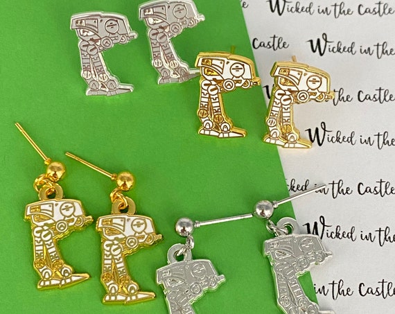 Walker earrings, enamel earrings Stud, Dangle, Clip on