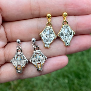 Ghost Ship (Pair) earrings, Clip on earrings enamel earrings