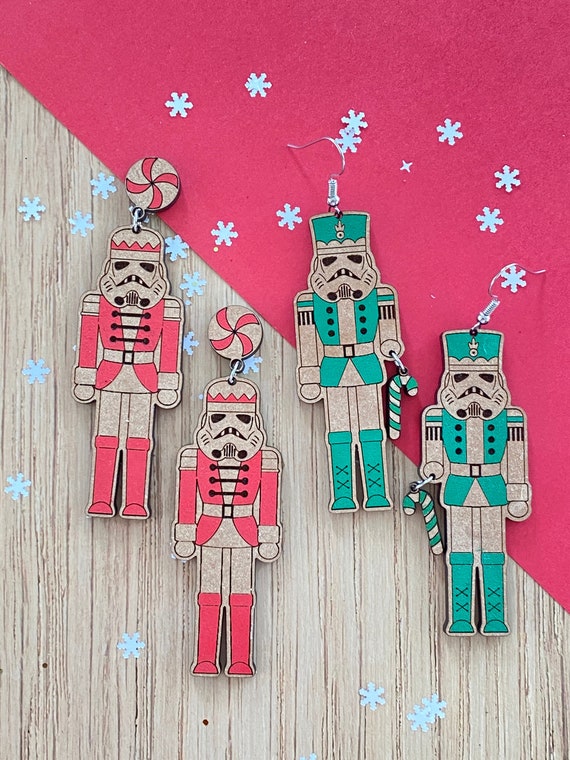 Nutcracker Trooper earrings, hand painted, limited edition