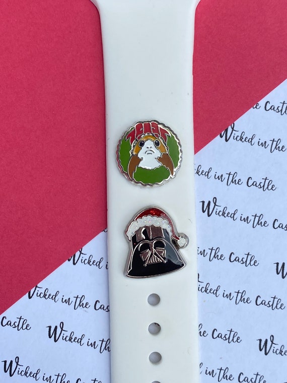 Darth Helmet and galaxy puffin wreath apple watch charm, Apple watch accessories, band button, apple watch charm