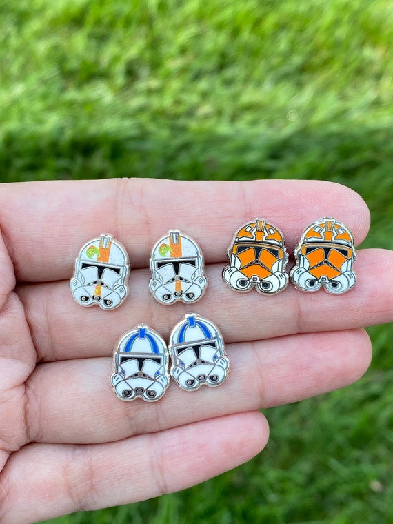 helmet , Stud Earrings, hard enamel silver plating