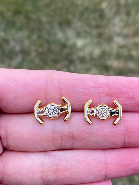 tie ship, Stud Earrings, hard enamel gold plating