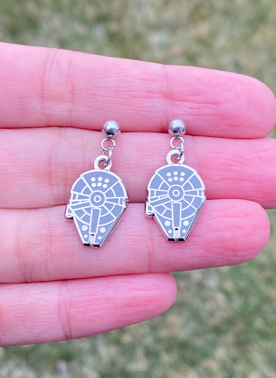 Space Ship earrings, enamel earrings