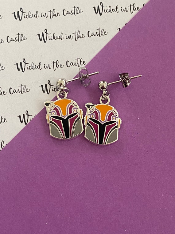 Sabine, Dangle Earrings, hard enamel, clip on