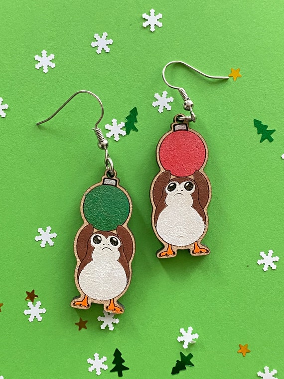 Cute bird with ornament earrings , hand painted, limited edition