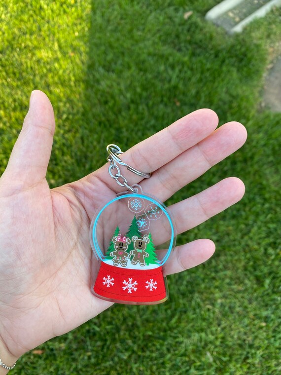 Snow globe Mouse Gingerbread Shaker Keychain/ Mouse snow globe keychain/ Purse charm