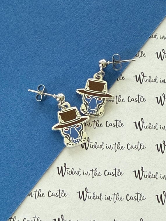 Cad B (Pair) dangle Earrings, hard enamel, clip on
