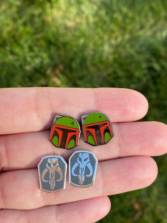 Crest, helmet , Stud Earrings, hard enamel silver plating