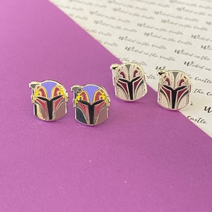 Sabine helmet , Stud Earrings, hard enamel silver plating