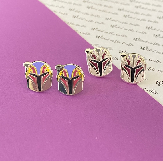 Sabine helmet , Stud Earrings, hard enamel silver plating