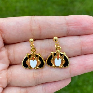 Queen earrings, Stud and Clip on Earrings, hard enamel gold plating