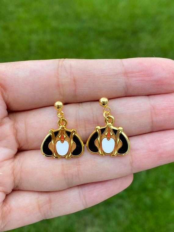 Queen earrings, Stud and Clip on Earrings, hard enamel gold plating