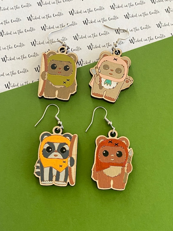 Lil bear earrings , hand painted, limited edition