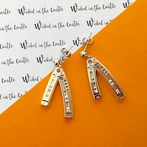Snips Sabers, (Single or Pair) Stud and Clip on Earrings, hard enamel silver plating
